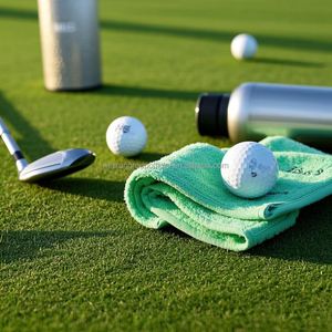 Toalla de golf de tejido de gofres de microfibra reciclada de secado rápido impresa con logotipo personalizado al por mayor - Product Image 1