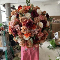 Boules de fleurs brunes FL-163 50cm 60cm 70cm 80cm, fausses boules de fleurs, centres de table pour mariage, fête, décoration d'événements