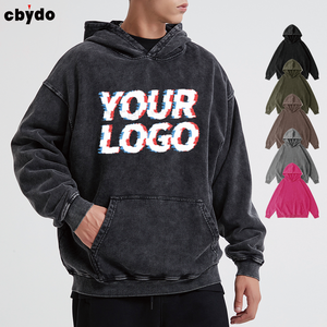 Quần Áo Các Nhà Sản Xuất Không Có Chuỗi Không Dây 100% Cotton Cổ Điển Rửa Tùy Chỉnh Phun In Ấn Quá Khổ Unisex Hoodies Người Đàn Ông - Product Image 1