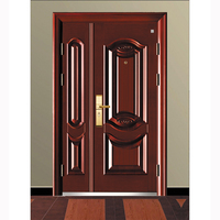 Porte d'entrée principale de villa en acier pare-balles à double battant, traditionnelle, en fer forgé, manuelle, personnalisée pour usage résidentiel extérieur