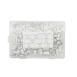 Alüminyum sıkma döngü kol, 8 boyutları tel halat kollu <span class=keywords><strong>3</strong></span>/64 ''1/16'' 5/64 ''<span class=keywords><strong>3</strong></span>/32'' çift kablo sıkma ferüle çeşitler kiti - Product Image 2