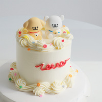 Ensemble de décoration de gâteau pour la Saint-Valentin - Ensemble de couple de chiots blancs mignons pour la décoration romantique des couples, décorations de gâteau personnalisées