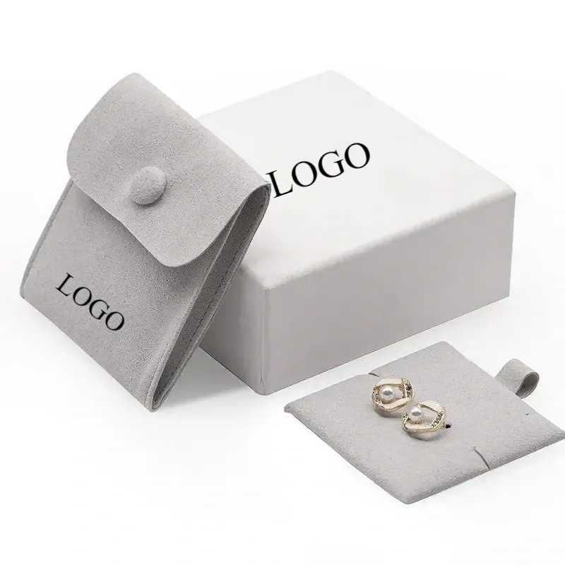 Kustom logo tas perhiasan kecil beludru suede tas tangan amplop gelang cincin anting kancing saku