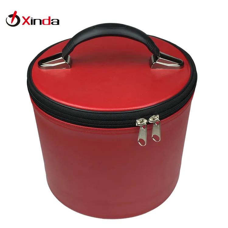Top Handle Portable Luxury Leather Fez Storage Box Travel Round Fez Hat Case