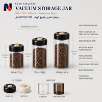 Pot en verre sous vide pour le stockage des grains de café, hermétique, avec couvercle noir et blanc, 500 ml, 750 ml, 1100 ml, cuisine, garde-manger