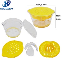 Gadget de cuisine 4 en 1, presse-citron portable en plastique, presse-fruits manuelle avec séparateur d'œufs et moulin à gingembre
