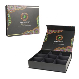 Customized folding gift box tea coffee milk powder packaging folding magnetic cardboard gift box with compartment ribbon closure