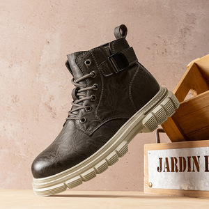 Botas de Trabajo de Cuero para Hombre, Modelo 2026, de Moda, con Suela Gruesa, Impermeables y Antideslizantes para Exteriores - Product Image 1