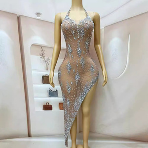 BH1374 abito da sera formale Sexy trasparente abito da sera con Crack abito da discoteca <span class=keywords><strong>laurea</strong></span> collant corpo strass <span class=keywords><strong>per</strong></span> <span class=keywords><strong>festa</strong></span> abito da notte - Product Image 1