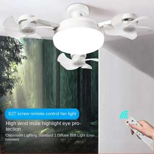 Ventilador de Techo de Alta Gama de 18 Pulgadas con Luz Silenciosa, Aspas Cortas de ABS, Control Remoto y Fuente de Alimentación de CC - Product Image 1