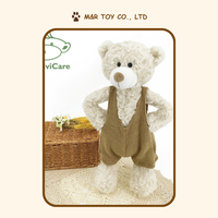 Ours en peluche mignon avec salopette - 13,5 pouces Crème/Kaki pour enfants et cadeaux d'anniversaire