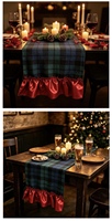 Chemin de table de Noël décoratif à carreaux rouges et bordure verte, imprimé pour la maison, les fêtes, les festivals, les restaurants, la table à manger, nappe longue