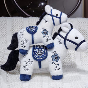 Disesuaikan maskot kuda porselen biru dan putih Tahun Kuda mainan mewah, zodiak Cina boneka hewan Keberuntungan - Product Image 5
