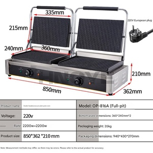 Grill panini électrique commercial 1800W <span class=keywords><strong>en</strong></span> acier inoxydable, presse à sandwich double face - Product Image 6
