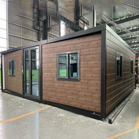 Maison conteneur modulaire en acier personnalisée et portable, 20ft 40ft, à double aile pliable, alimentée à l'énergie solaire, étanche, 1 à 4 chambres, pour hôtel ou atelier