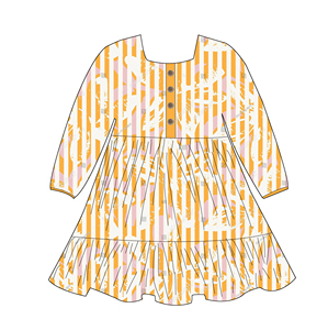 Abito Estivo di Alta Qualità per Bambine con Stampa Personalizzata, Maniche Lunghe, Motivi Floreali, Morbido e Confortevole, Lunghezza al Ginocchio, <span class=keywords><strong>Vestito</strong></span> Casual - Product Image 6