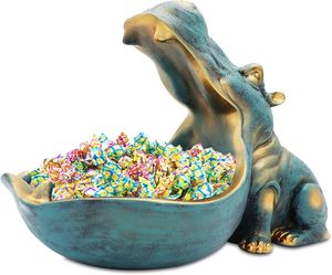 Large Animal Hippopotamus Resin Figurine Sculpture Artistic Hand-painted Business Gift Home Office Desk Art Collectible