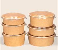 Vente en gros Récipient à salade en papier kraft biodégradable écologique jetable avec couvercle gaufré bols et assiettes à emporter