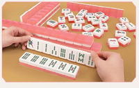 En stock : Ensemble de Mahjong de luxe de grande taille avec tuiles transparentes brillantes pour jeu familial de Mahjong à manier à la main