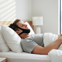 Dispositif de réduction du ronflement en néoprène noir OEM Sangle de mâchoire de respiration Ceinture anti-ronflement réglable Arrêtez de ronfler Mentonnière.