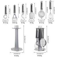 Nouveaux Gadgets de Cuisine : Ensemble 7 Pièces – Éplucheur, Râpe à Melon, Filtre Multifonctionnel, Râpe, Tire-Bouchon avec Support