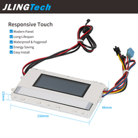 Contrôleur de miroir de maquillage LED en verre avec 6 touches, variateur tactile, dégivreur et affichage de l'heure et de la température, DC12V 60W
