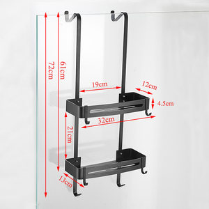 Hiện đại không có khoan màu đen đôi lớp vòi hoa sen Caddy kệ với Hooks vòi hoa sen Giá giữ - Product Image 6