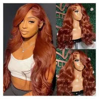Perruques cheveux humains HD Lace sans colle Perruque vague de corps en vrac Perruques couleur brun gingembre cuivre foncé avec nœuds invisibles
