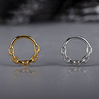 Anneau de nez en acier chirurgical 316L sans soudure, segment, plaqué or, serti à griffes, pour mariage et fiançailles