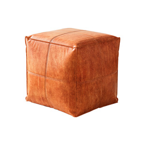 Leather <b>Storage</b> <b>Stool</b> Orange Red Pu Leather Home Ottoman Seat Cushion For Clothing <b>Storage</b> - Product Image 5