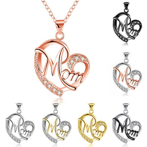Collar del Día DE LA MADRE moda mamá carta amor collar encantos diamante carta colgante collar joyería el mejor regalo <span class=keywords><strong>para</strong></span> la madre - Product Image 3