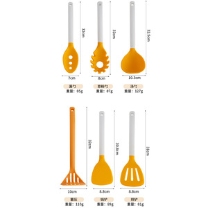 <b>Silicone</b> Spoon And Spatula Set 6 Pieces Non Stick Heat Resistant Kitchen Cooking <b>Tools</b> For Stir Fry Soup Ladle Strainer - Product Image 3