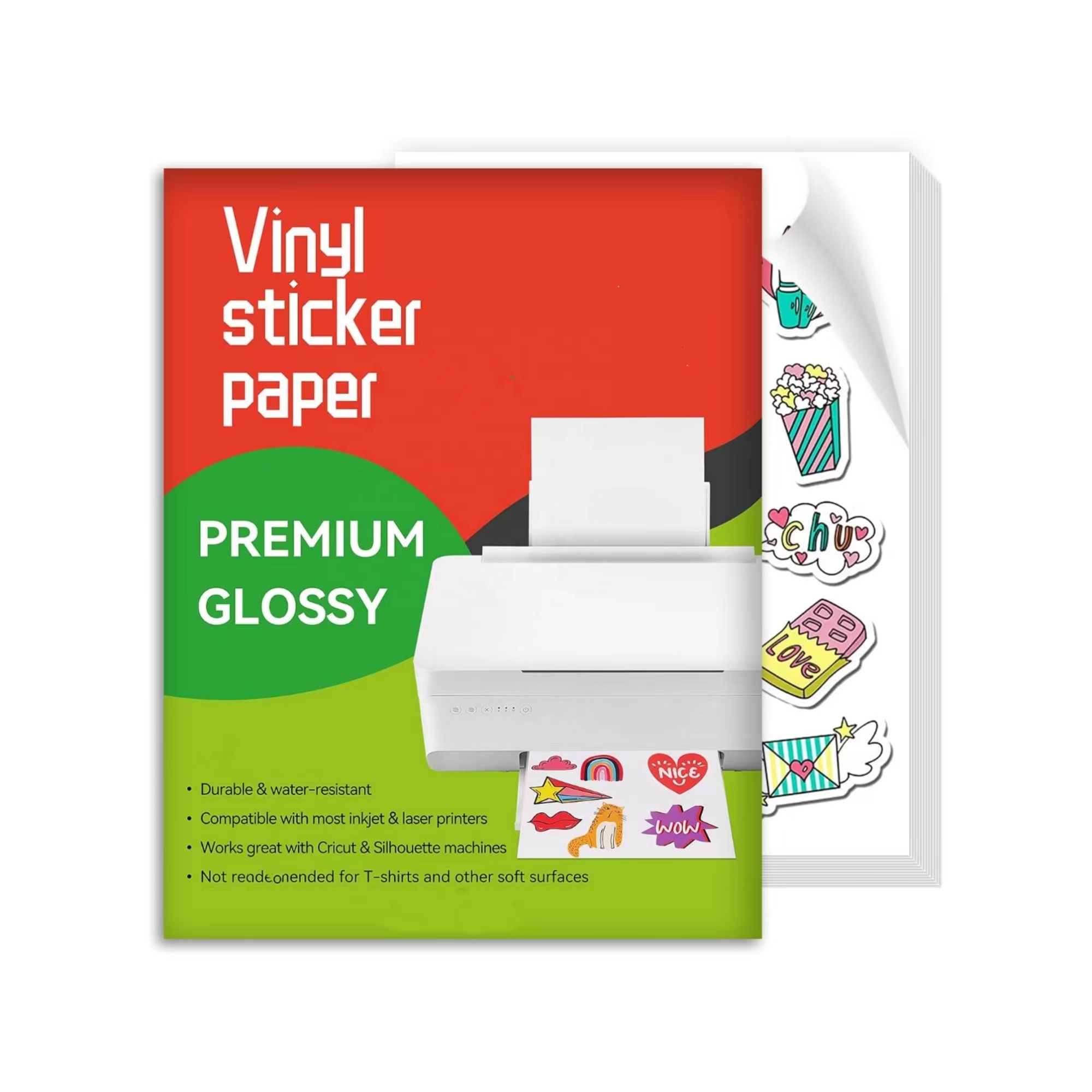 A-SUB Clear Sticker Paper For Inkjet Printers, Waterproof Translucent Printable Vinyl Sticker Paper - 50 Sheets 8.5x11 Inch Glossy Clear Label Paper - View #4