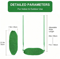 Fauteuil suspendu en maille plastique Ropecube Crochet Leaf - Hauteur réglable - Intérieur/extérieur - Jardin et arbre - Pour enfants