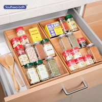 Porte-épices en bambou de style moderne, organisateur de cuisine de comptoir, présentoir debout multifonctionnel à trois niveaux pour le nettoyage de la vaisselle