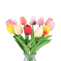 Bunga Tulip PU buatan tangan Mini, tanaman buatan Mini Model kecantikan dengan batang untuk dekorasi rumah ruang tamu kantor