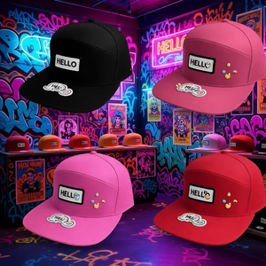 Wholesale 5 Panel <b>Flat</b> Brim <b>Cap</b> 6502 Unstructured 100% Cotton Comfortable Hat Construct Color Snapback <b>Cap</b> - Product Image 5