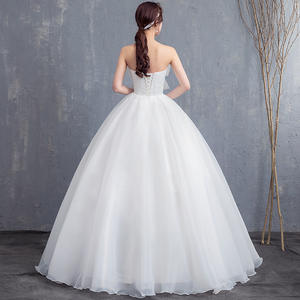 AL1096 2025 Nouvelle Robe de Mariée à Taille Haute, Bustier Blanc Simple, Épaule Dénudée, pour Réception de Mariage avec Décoration en Cristal, Très Belle - Product Image 4