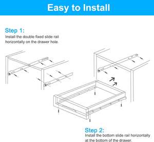 Glissières de tiroir en fer à montage inférieur à deux sections, robustes, pour plateau de clavier de bureau d'ordinateur, longueur 14, revêtement en poudre, silencieux et fluide - Product Image 6