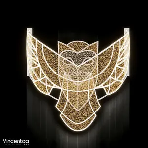 Vincentaa户外定制猫头鹰造型镂空金色圣诞节日装饰雕塑
