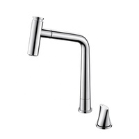 Robinet de cuisine à un trou en laiton de style allemand monté sur le pont chaud et froid avec deux modes de rotation et extractible