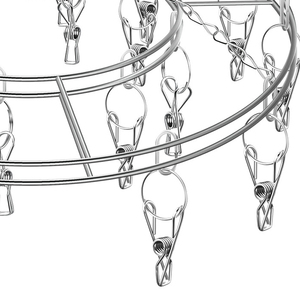 رف تجفيف معلق من الفولاذ المقاوم للصدأ مع 20 مشبك جوارب ملابس داخلية مناشف حمالات صدر ملابس أطفال نباتات هواء زهور عشبية - Product Image 2