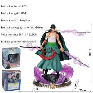 Modellino da Collezione Anime Roronoa Zoro 21cm, Action Figure in PVC dei Tre Mille Mondi, Vendita all'Ingrosso - Product Image 2
