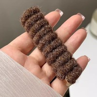 Élastiques à cheveux en fil de laine, style cordon téléphonique, 7 cm, faits main, rayés, spirale, haute élasticité, épais, coupe ample, pour femmes et filles