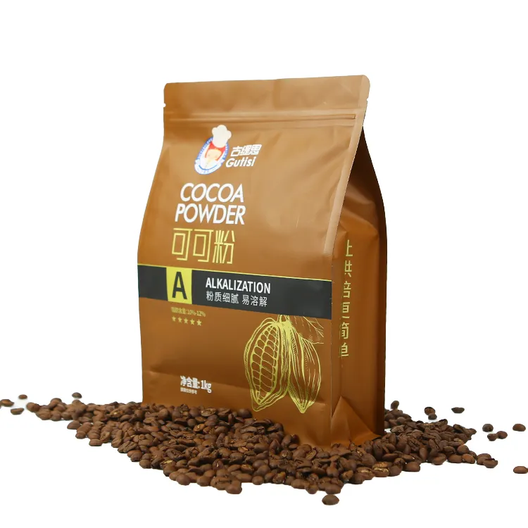 12oz 500g 편평한 바닥 관례는 포장 일방 통행 벨브를 가진 생물 분해성 Compostable 빈 코코아 가루 커피 봉지를 인쇄했습니다