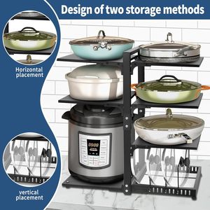 Ou Shu Mei Multi Layer Pot Rack Standing Type <b>Kitchen</b> <b>Storage</b> <b>Shelf</b> For Cookware Draining Dish Rack Non Folding Design - Product Image 3