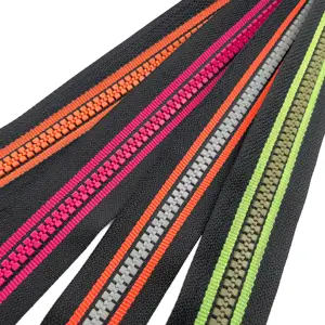 Fancy Color Stripes Plastic Zipper Custom Color Match Sports Plastic Zipper For Jumper