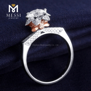 Bague <span class=keywords><strong>de</strong></span> fiançailles en or blanc 18K/14K avec <span class=keywords><strong>diamant</strong></span> Moissanite <span class=keywords><strong>1</strong></span> <span class=keywords><strong>carat</strong></span>, Thaïlande - Product Image 5