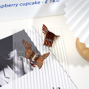 Pinza de Pelo Elegante con Diseño de Mariposa Marrón, con Pedrería, Venta al Por Mayor, Personalizada, de Alta Calidad, USA Glow Brooks Inc - Product Image 6