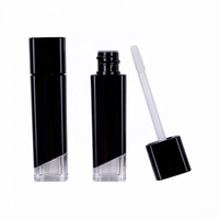 Gloss à lèvres transparent de luxe personnalisé, forme carrée ou ronde, 11,5 ml, tubes ABS, bouchon à vis, étiquette privée, applicateur brosse, impression sérigraphique